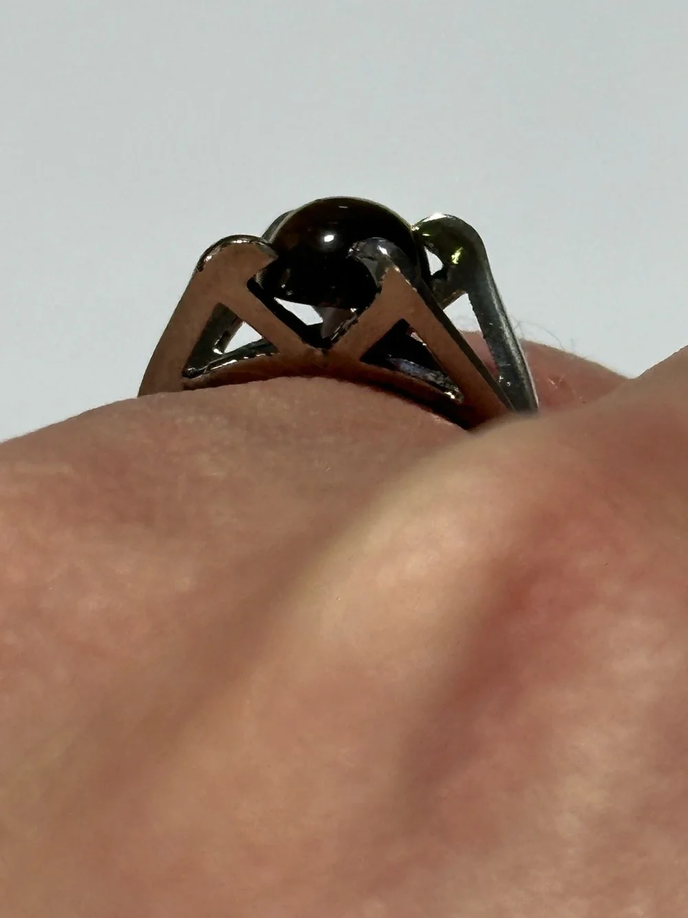 Vintage Modernist Sterling Silver Tiger's Eye Ring Size 6 Geometric Minimalist